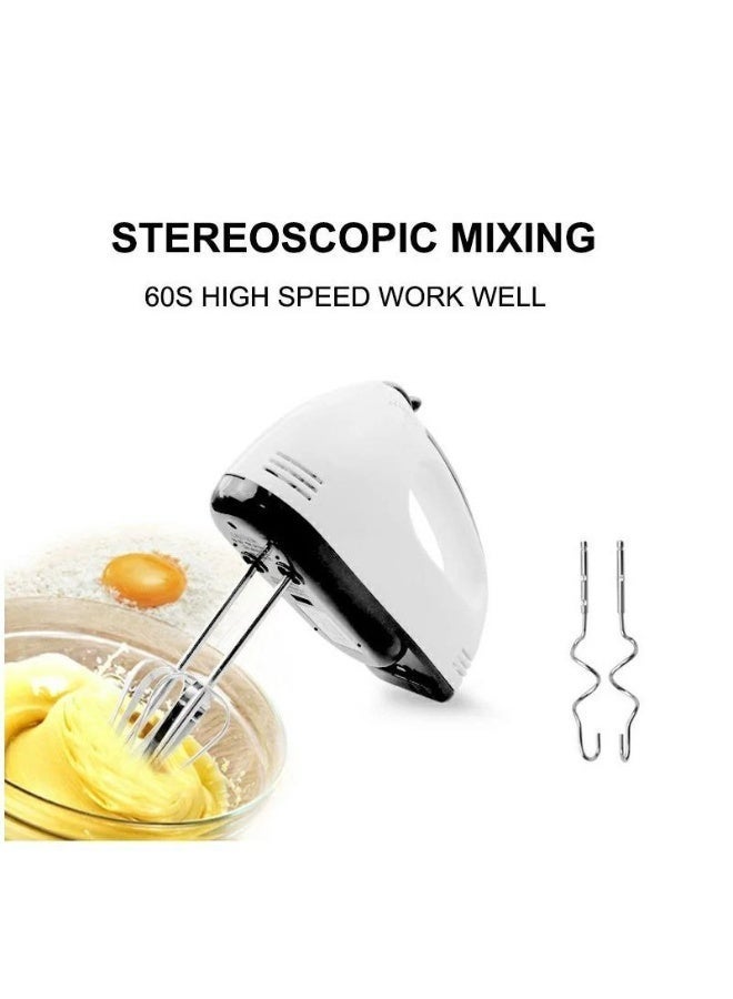 خلاط كهربائي يدوي بسبع سرعات مع مضرب يدوي وقضبان من الفولاذ المقاوم للصدأ وملحق للعجين، مثالي للخبز والميلك شيك والمعجنات، بقوة 260 واط، للاستخدام في المطبخ - Image 4